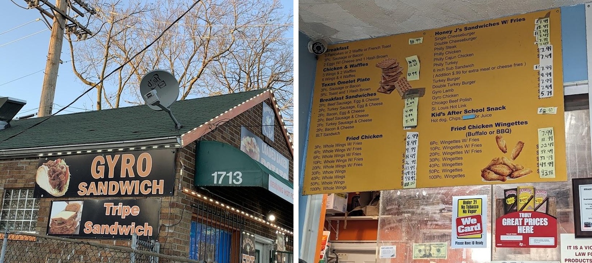 Honey J's Snack Shop Menu